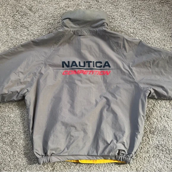 🔴Nautica Reversible Jacket Size Medium Gray And Yellow Wu-Tang